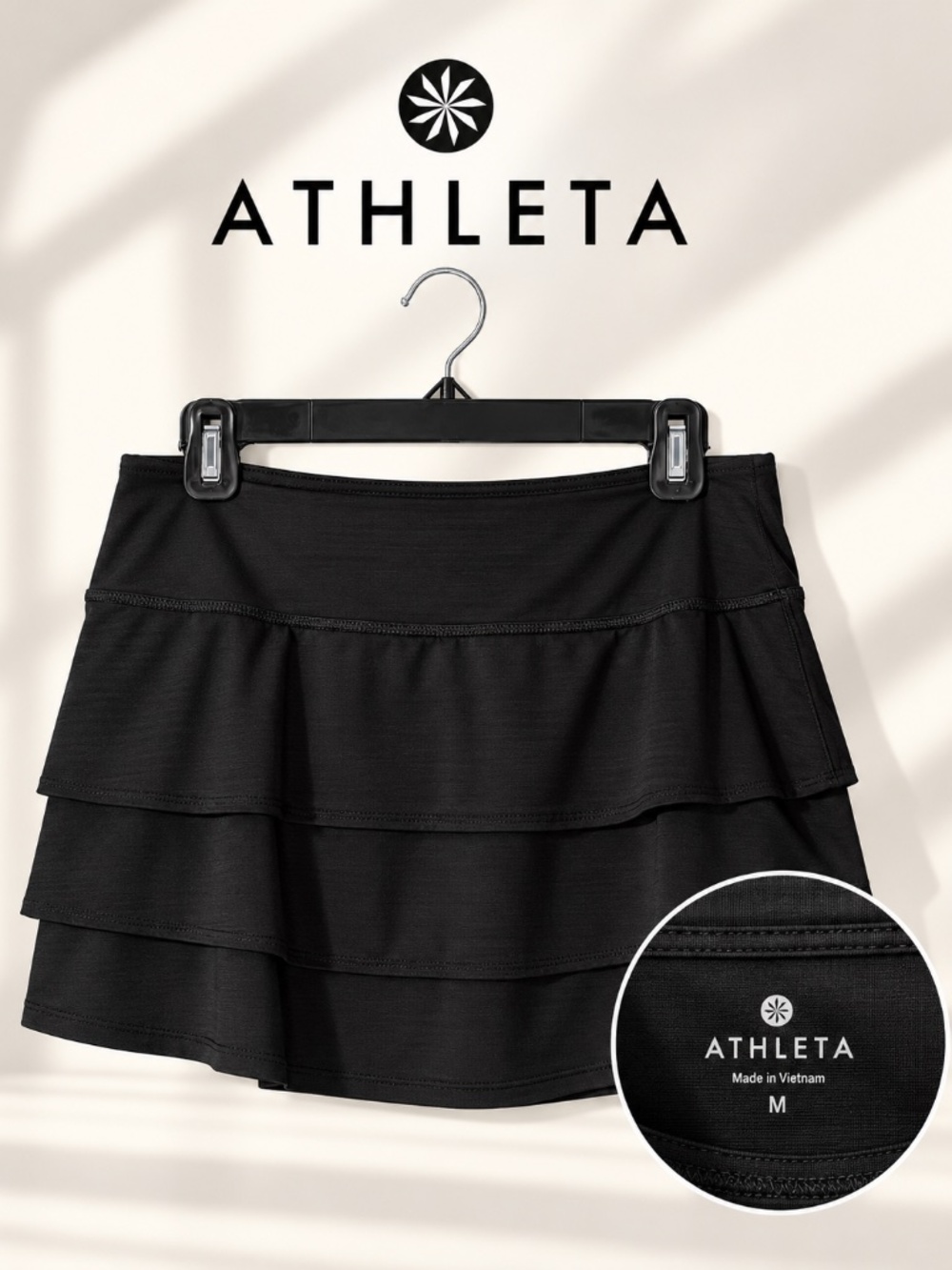 Athleta Black Tiered Ruffle Athletic Skort Size Medium